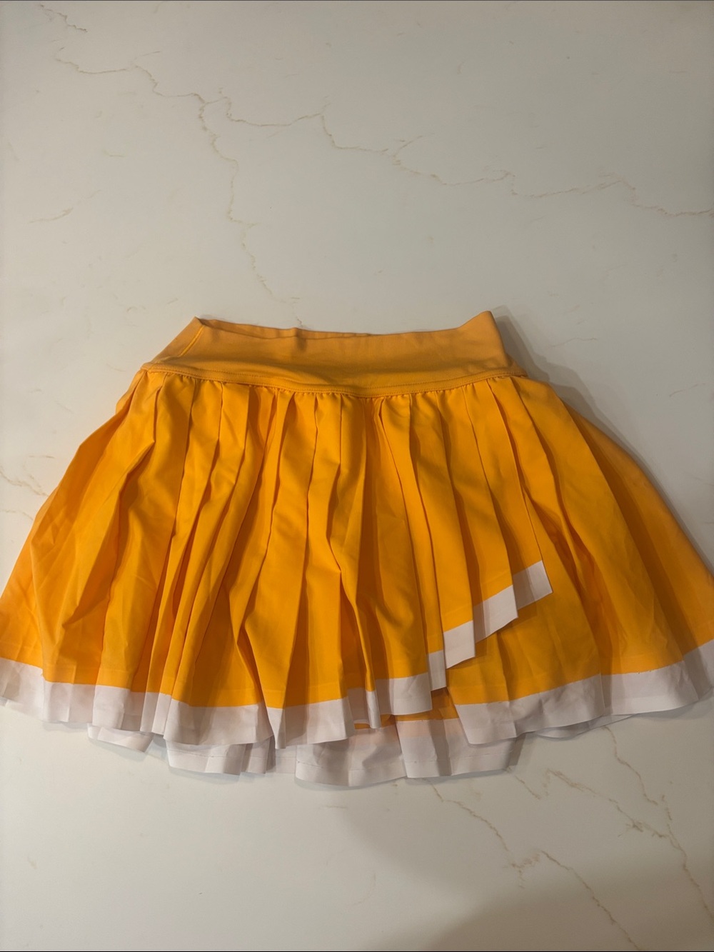 Yellow Pleated A-Line Skirt with White Trim Aerie Offline